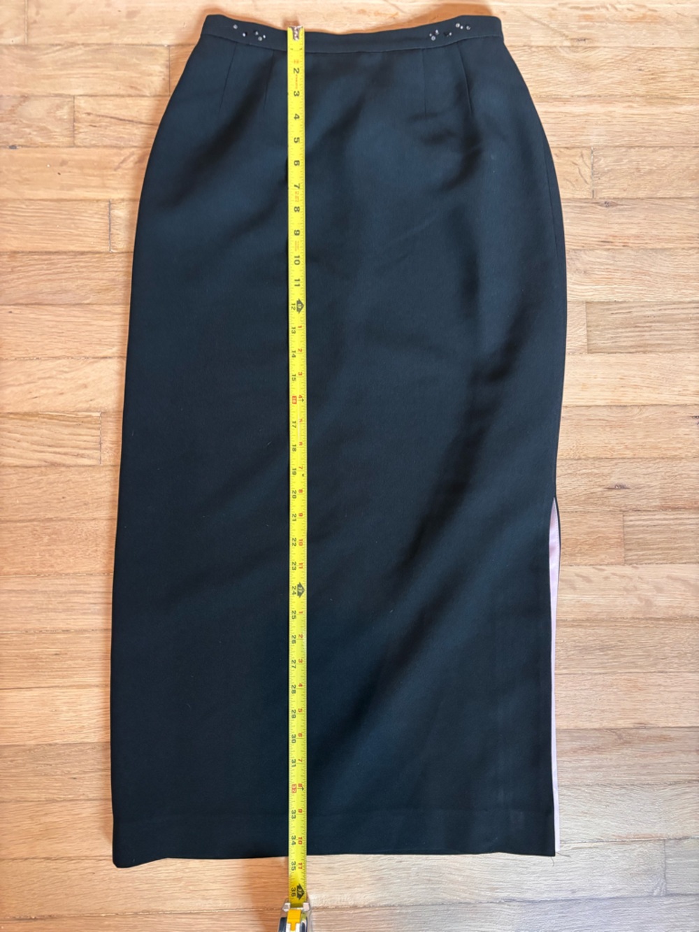 Kasper ASL Black Pencil Skirt Beaded Waist Lined Career Classic Size 13” waist - Picture 7 of 8
